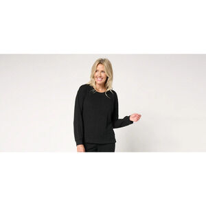 MUK LUKS Womens Sweater Soft Lounge Top Size Medium Black Cozy * Top Only